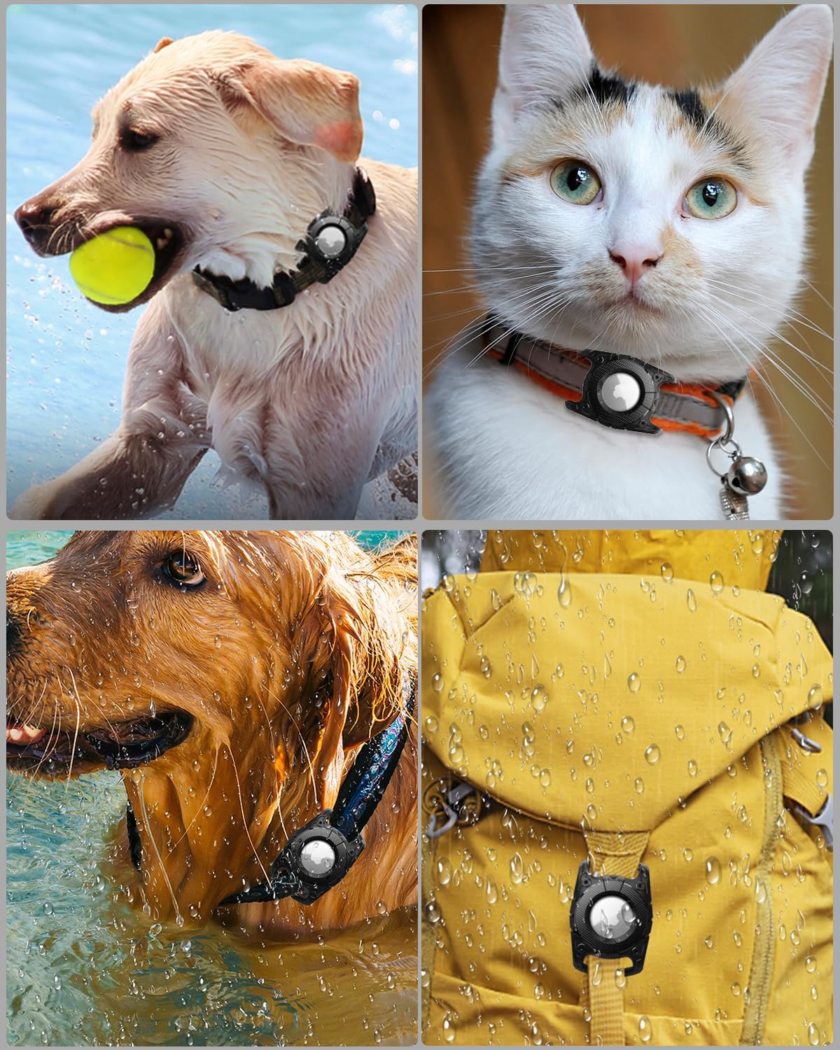 Air Tag Dog Collar Holder, IP68 Waterproof Airtag Holder,Airtag Dog Collar Holder,Hard TPU Full Protection,Airtag Case for Cat Dog Pet Collar,Bag,Luggage,Compatible Apple Air tag