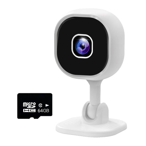 1080P Indoor Security MIni Camera for Baby Monitor, Home Security Camera, Pet Camera w/Motion Detection, 2-Way Audio Siren, Night Vision, Real Time Monitoring（Includes 64GB Memory Card)