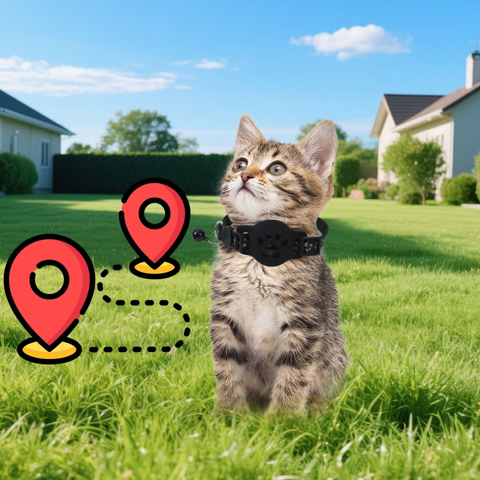 2/1pcs Cat Tracker GPS Collar for Cats Electronic Pet Locator Waterproof Compatible with Ios, for Small To Large Cats Advanced Tracking Solution Smart Collar for Pet Safety