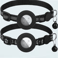 2 Pack Airtag Cat Collars, Reflective Cat Collar with Silicone Airtag Holder and Bell, Breakaway Cat Collars with Round Safety Buckle for Boy and Girl Cats, Adjustable for 7.5-12.5", Black