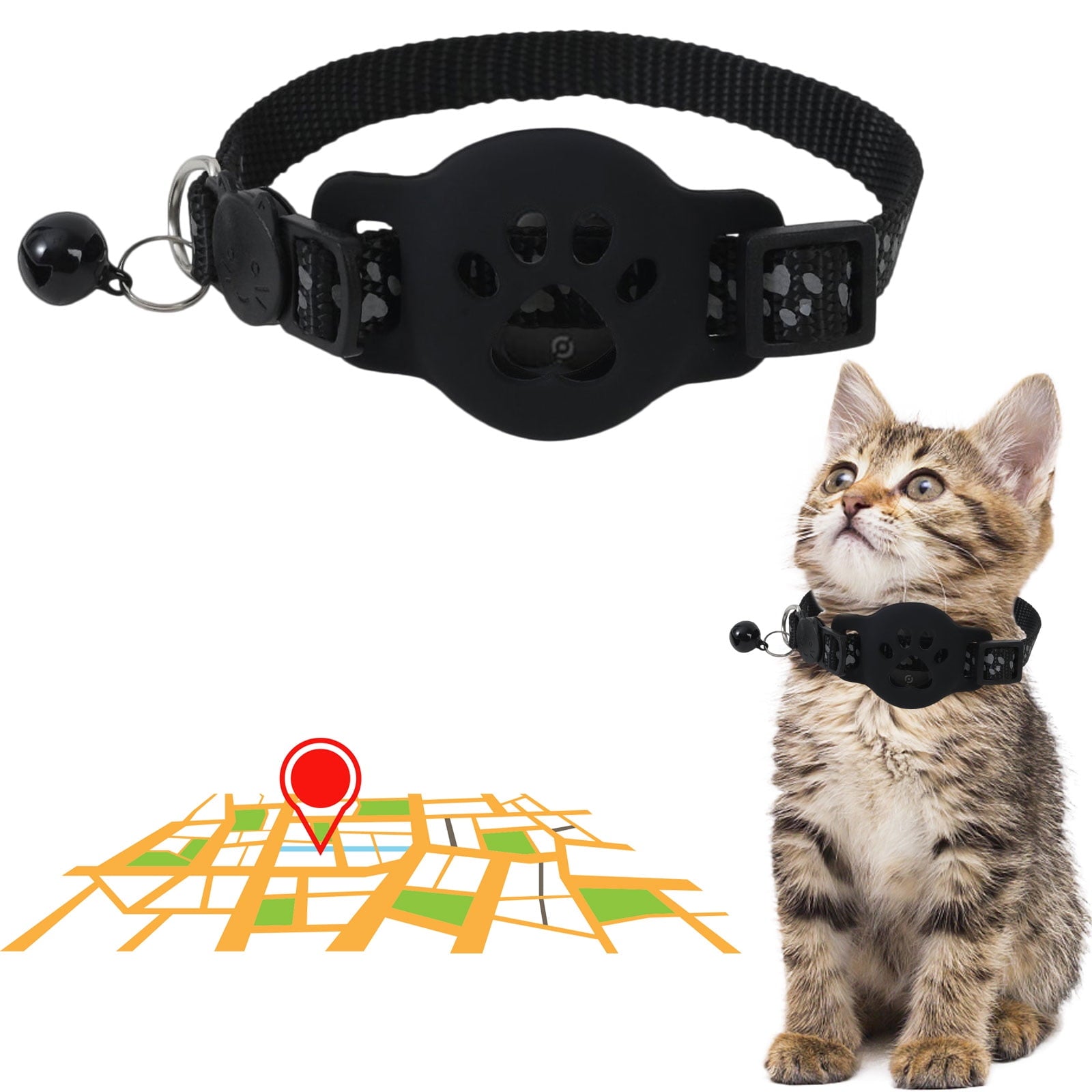 2/1pcs Cat Tracker GPS Collar for Cats Electronic Pet Locator Waterproof Compatible with Ios, for Small To Large Cats Advanced Tracking Solution Smart Collar for Pet Safety