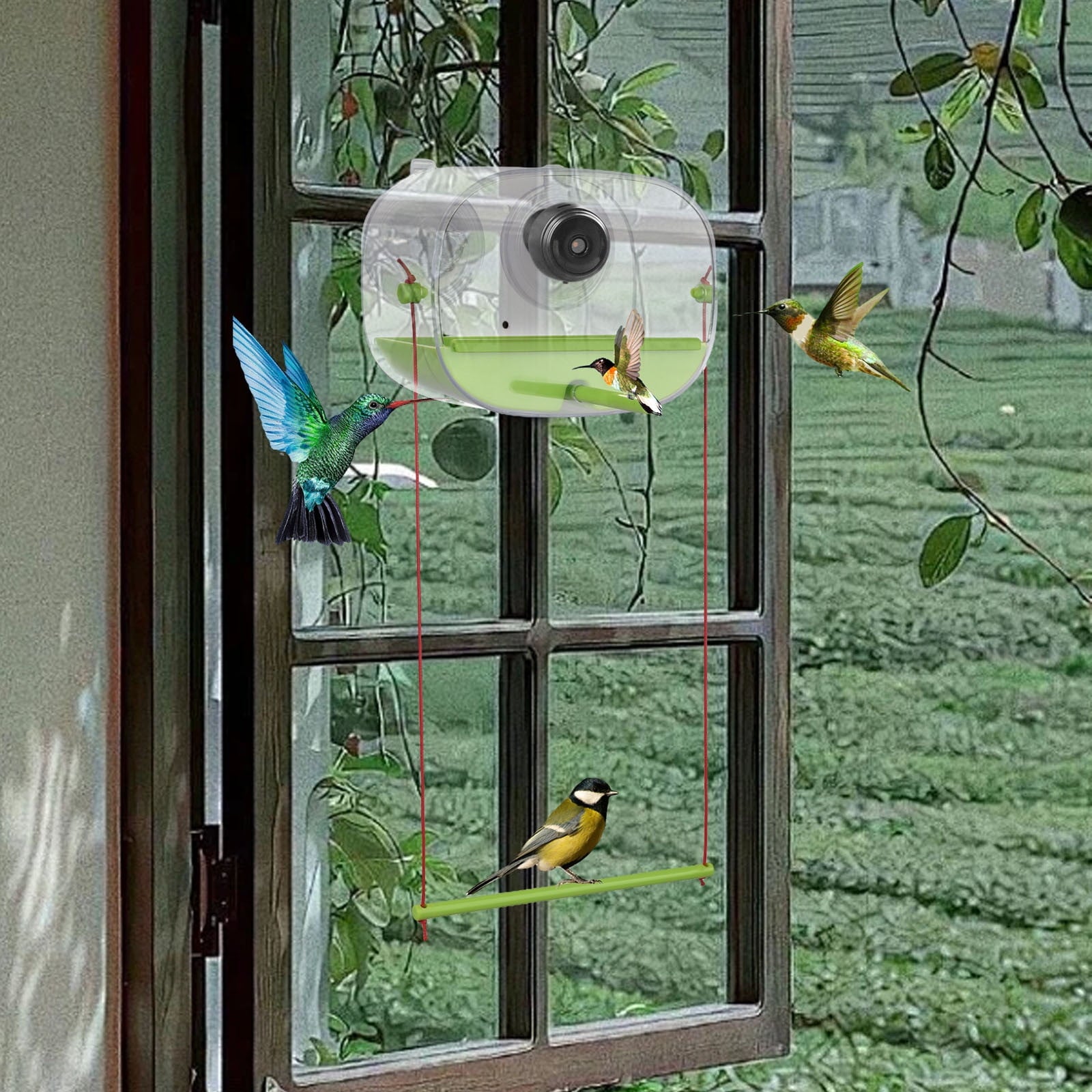 Bird Feeder with 1080P HD Night Vision WiFi Camera | Remote Mobile Access | Built-in Microphone | 170掳 Wide Angle | Motion Detection | for Outdoor Bird Watching | 16x12cm | Suction Cup & Hanging