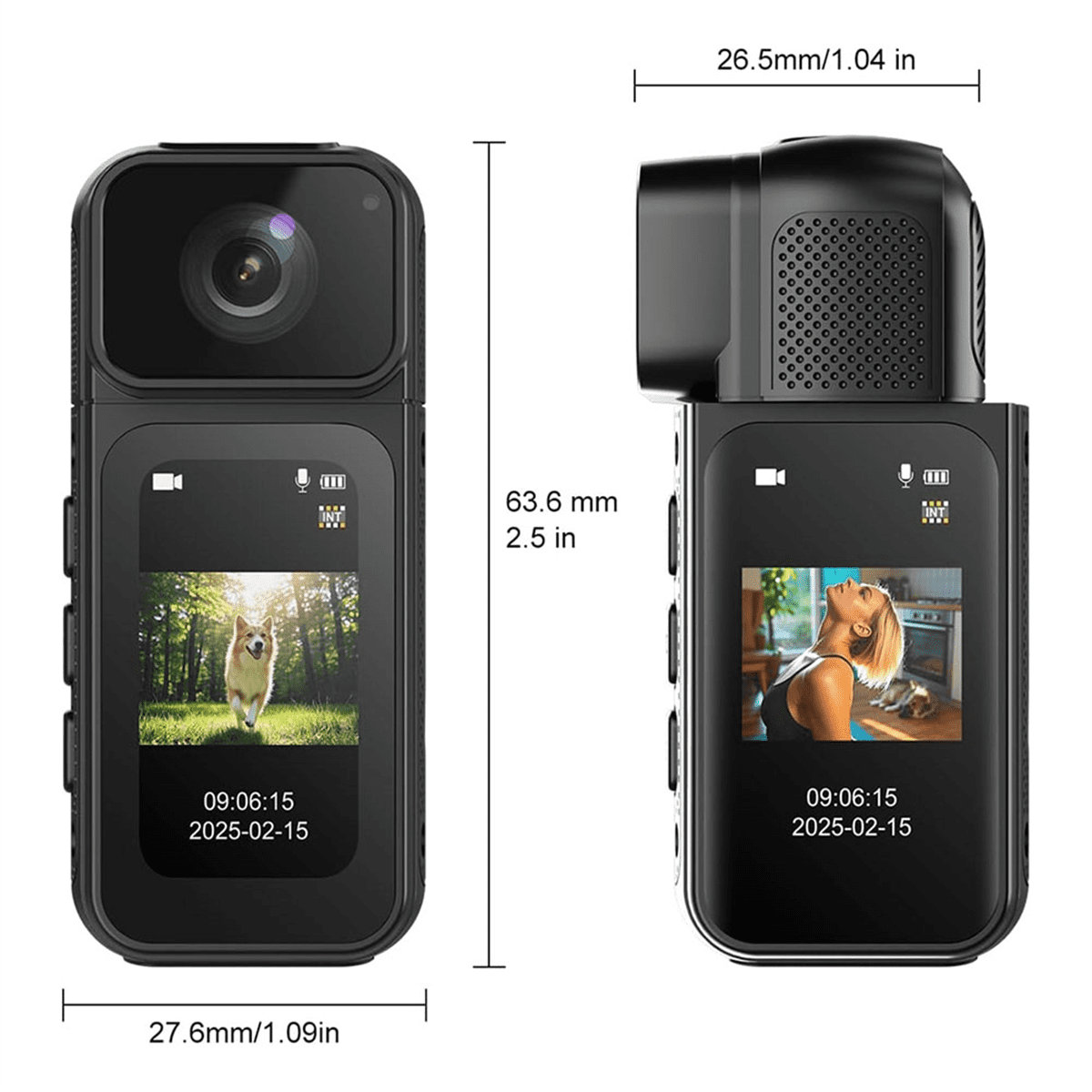 2.7K WiFi Mini Body Camera,64GB POV Camera with 180°Rotating Lens,Mini Sports Cam for Daily Recording Bike Cycling Pet