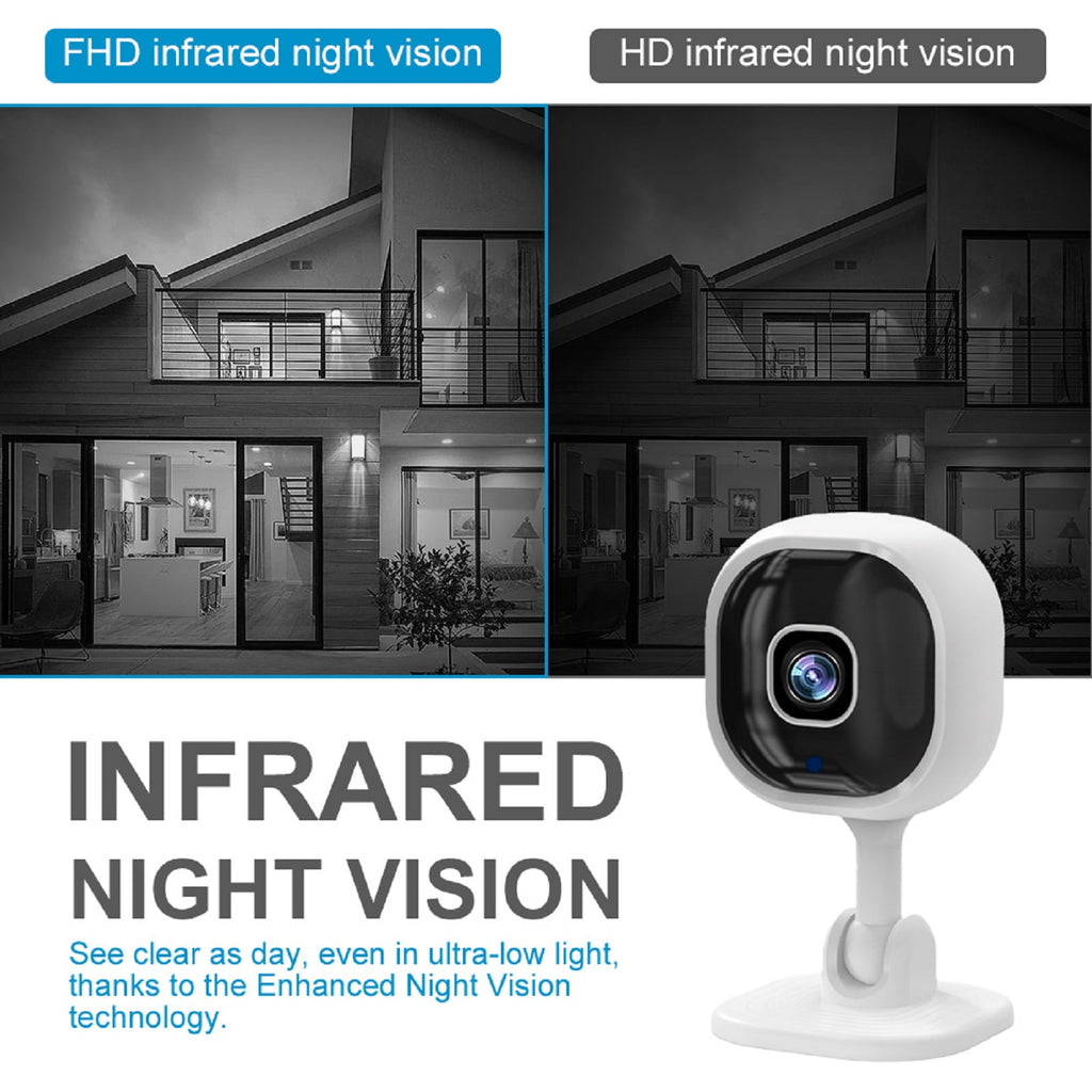 1080P Indoor Security MIni Camera for Baby Monitor, Home Security Camera, Pet Camera w/Motion Detection, 2-Way Audio Siren, Night Vision, Real Time Monitoring（Includes 64GB Memory Card)