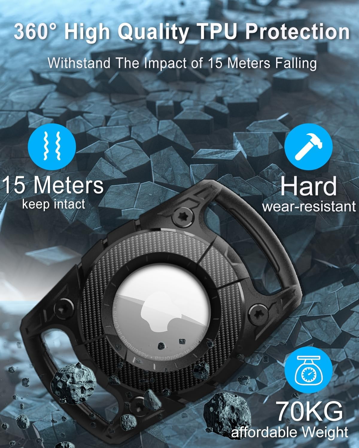 Air Tag Dog Collar Holder, IP68 Waterproof Airtag Holder,Airtag Dog Collar Holder,Hard TPU Full Protection,Airtag Case for Cat Dog Pet Collar,Bag,Luggage,Compatible Apple Air tag