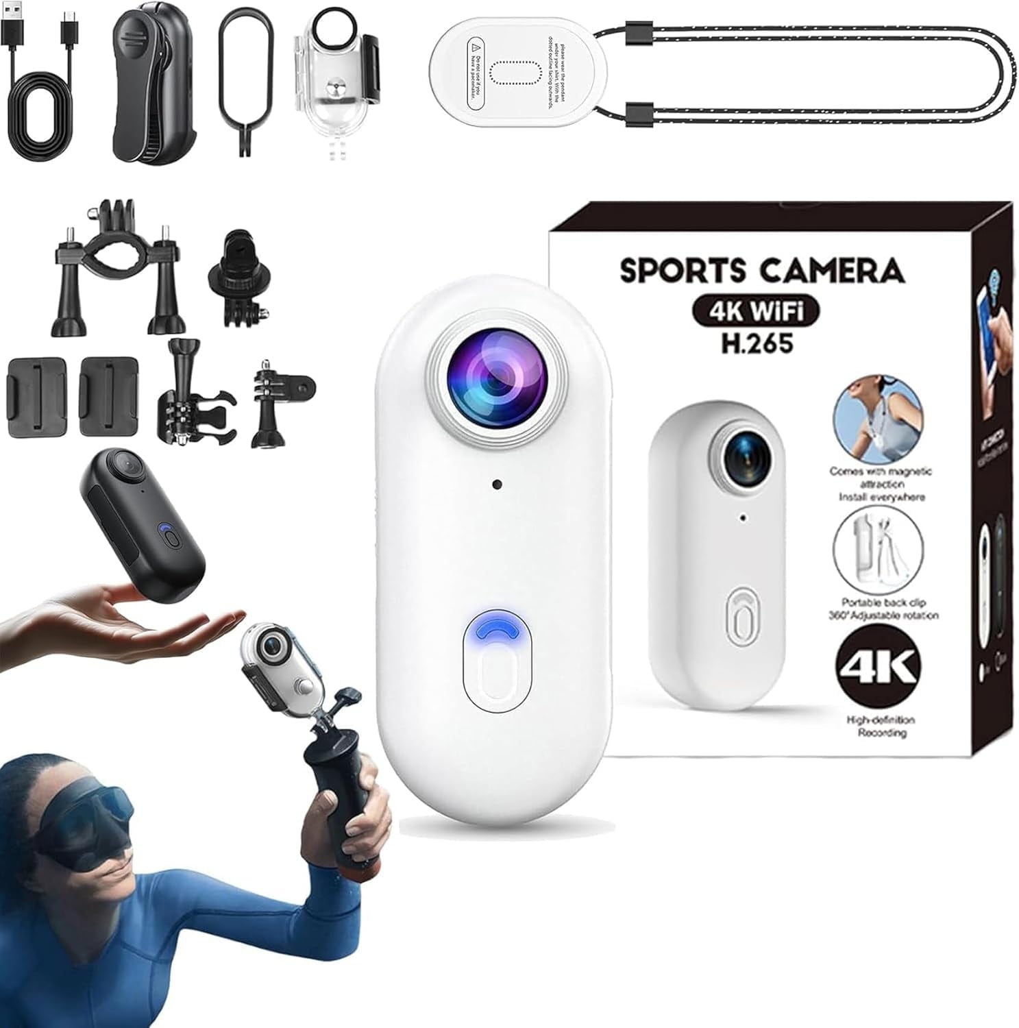 4K Mini Body Camera, 2025 New POV Camera, Thumb Size Cam, Pocket Action Cam,170° Wide Angle, Wearable Video Recording, Underwater Camcorder, Pet Walking & Outdoors Activities (Black)