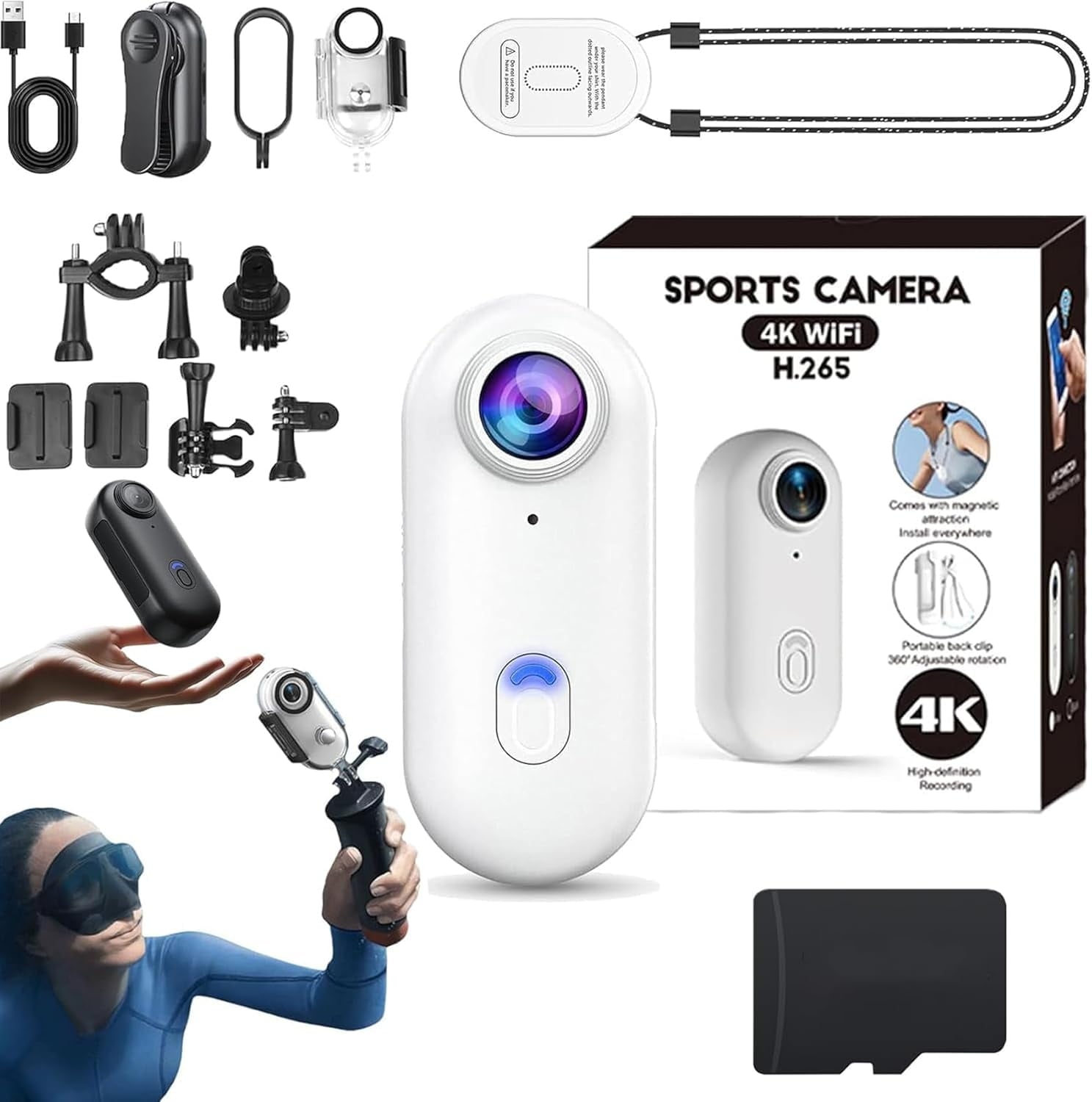 4K Mini Body Camera, 2025 New POV Camera, Thumb Size Cam, Pocket Action Cam,170° Wide Angle, Wearable Video Recording, Underwater Camcorder, Pet Walking & Outdoors Activities (Black)