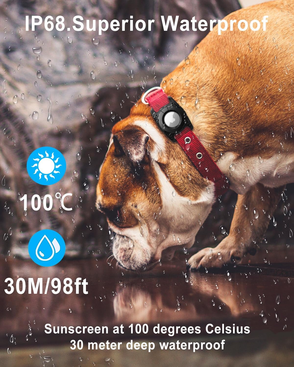 Air Tag Dog Collar Holder, IP68 Waterproof Airtag Holder,Airtag Dog Collar Holder,Hard TPU Full Protection,Airtag Case for Cat Dog Pet Collar,Bag,Luggage,Compatible Apple Air tag