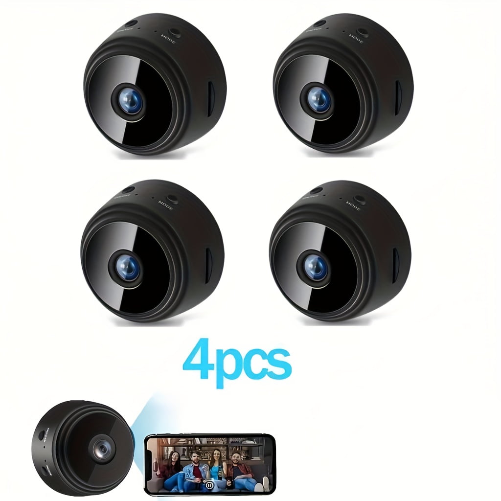 A9 Wireless Security Camera 4Pack: 150° Rotation, Wide-Angle, Night Vision, 2.4GHz WiFi for Indoor/Outdoor Use, Home/Office/Pet/Baby Monitor, Durable