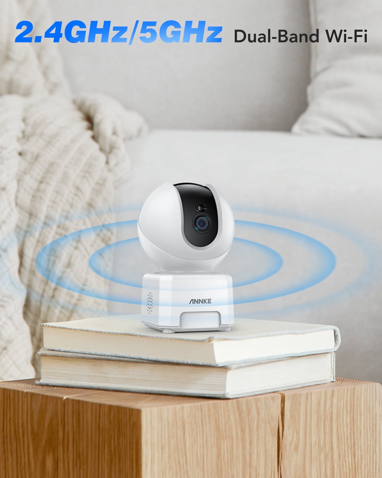 ANNKE Indoor Security Camera, 4MP HD WiFi Camera for Home Security, 2.4/5 GHz Wi-Fi, Auto Tracking, Smart Person/Pet Detection, 2-Way Audio, Ideal for Baby Monitor/Pet Camera/Elder Monitor