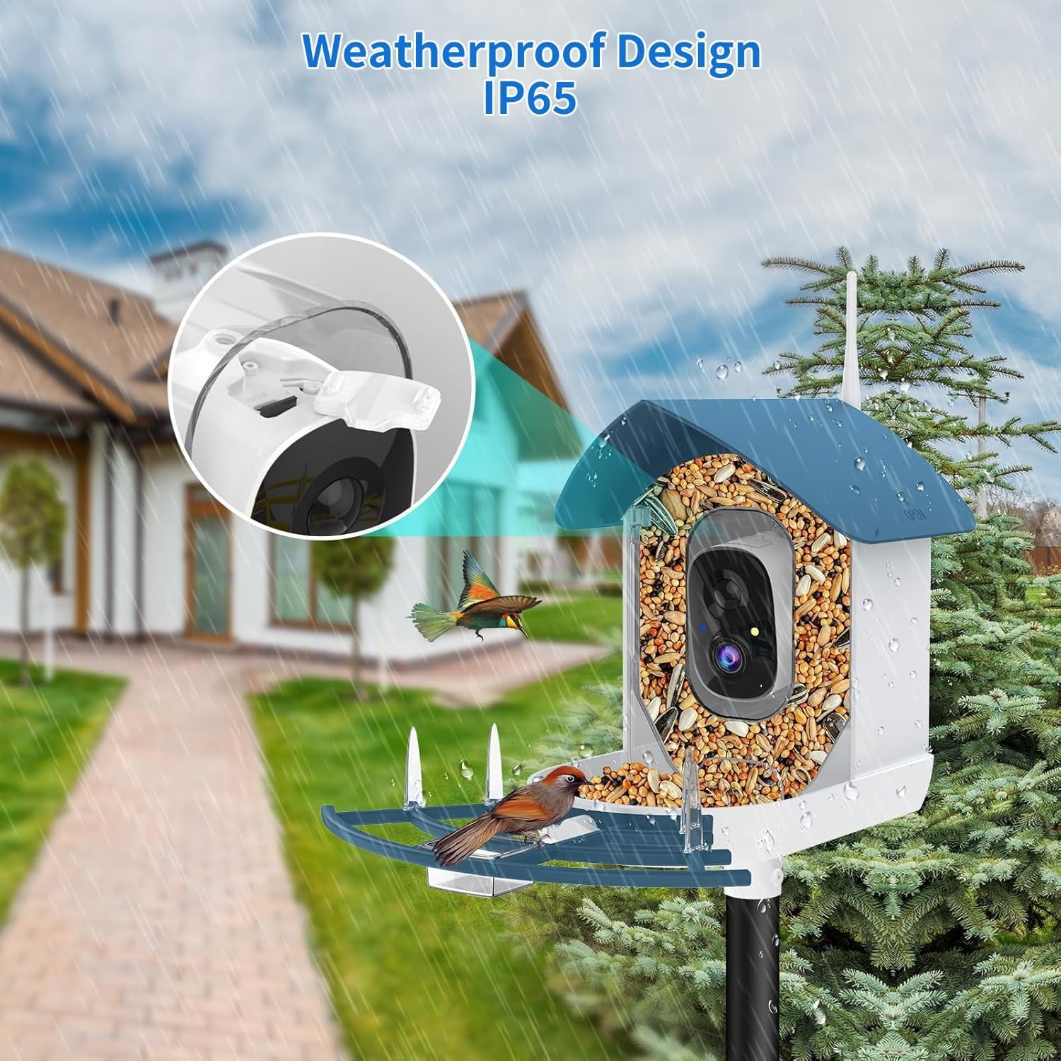 Bird Feeder with Camera, Smart AI Bird Breed Recognition, Birds Motion Detection with Real-Time Notice, 2K Auto Capture Bird Watching WiFi Camera, Solar-Powered Outdoor Charging Bird House,Green