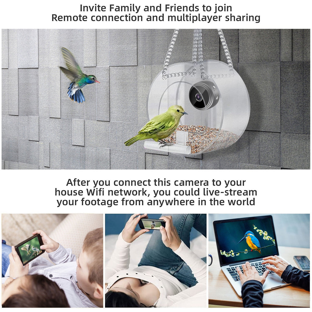 2025 New Release, Bird Feeder With Camera, HD 1080P Night-Version Video Camera, WiFi Hotspot Remote Connection With Mobile Phone For Outdoor Bird Watching, Capture Photos , A