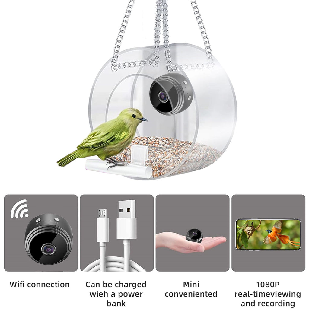 2025 New Release, Bird Feeder With Camera, HD 1080P Night-Version Video Camera, WiFi Hotspot Remote Connection With Mobile Phone For Outdoor Bird Watching, Capture Photos , A