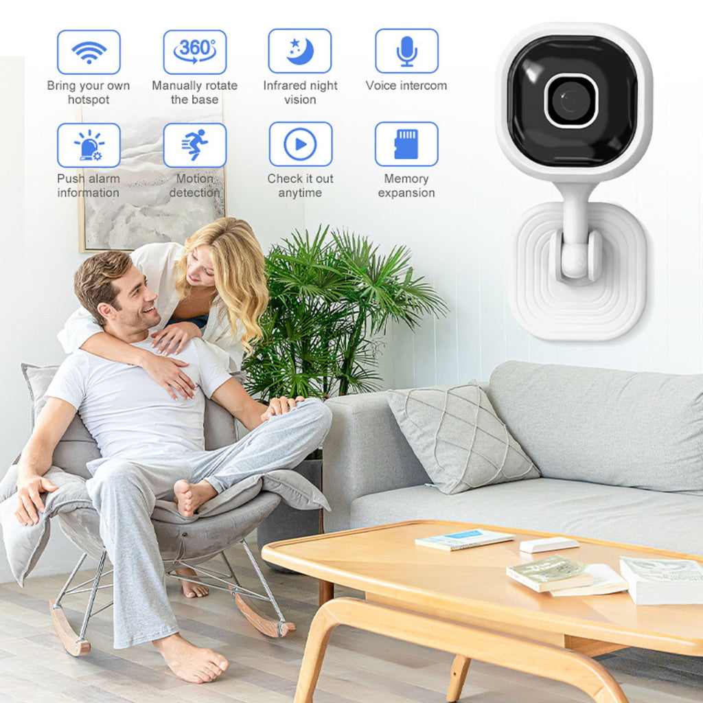 1080P Indoor Security MIni Camera for Baby Monitor, Home Security Camera, Pet Camera w/Motion Detection, 2-Way Audio Siren, Night Vision, Real Time Monitoring（Includes 64GB Memory Card)